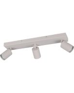 Trio Soka 867700376 warmgrijze spotbalk met drie geribbelde cilindervormige spots van metaal met GU10 lampje