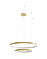 Thoro Rio TH.214 goud kleurige cirkelvormige hanglamp met dubbele ring van 55 en 78cm
