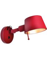 Freelight Sovrano rode wandspot met een uitval van 32,5cm, een ronde kap voor een E27 fitting en schakelaar op het wandplaatje