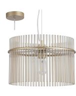 Searchlight Swizzle 55621CP hanglamp van 40cm in diameter met goudkleurige plafondplaat en pendel met ring van champagnekleurige glazen staafjes met E27 edison lamp in het midden