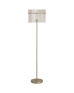 Searchlight Swizzle EU55626CP vloerlamp van 152cm hoog met goudkleurige voet en kap van een ring van champagnekleurige glazen staafjes met E27 edison lamp in het midden