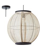 Brilliant Tanah 99484/76 hanglamp met zwarte pendel en grote bolvormige kap van jute