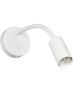 Reality Taryn witte wandspot met kiepschakelaar en 35,5 cm lange flexibele arm met 35mm GU10 lampje