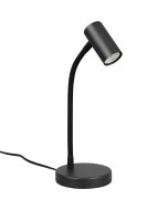 Reality Taryn zwarte bureaulamp van 28 tot 35,5 cm hoog met klein spotje met 35mm GU10 lamp