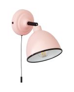 Brilliant Telio 97002/17 roze wandspotje van metaal met zwarte rand en trekschakelaaar