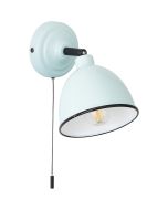 Brilliant Telio 97002/40 licht blauw wandspotje van metaal met zwarte rand en trekschakelaaar