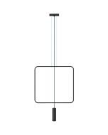 Thoro Rana TH.018CZ hanglamp met zwart vierkant en een zwart cilindervormige spot voor een GU10 lamp
