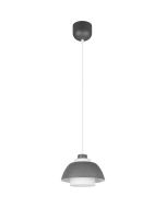 Reality Tilos antraciet grijze hanglamp met een metalen kap van 23 cm in diameter met een wit glazen binnenkap