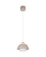 Reality Tilos warm beige hanglamp met een metalen kap van 23 cm in diameter met een wit glazen binnenkap