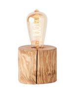 Brilliant Trabo 93111/36 Tafellamp van een schijf naaldhout met brandende edison lamp