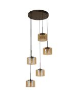 Hanglamp Tumblers LED brons champagneglas 45cm