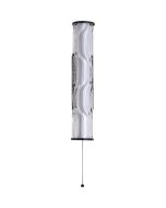 Searchlight Vibrate 33cm hoge zwarte buisvormige spiegellamp met trekschakelaar en witte binnenbuis en helder glazen buitenbuis met structuur