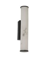 Searchlight Wales 61185-1BK zwarte wandlamp van 35cm hoog voor de badkamer met marmerkleurige buisvormige LED lamp van resin