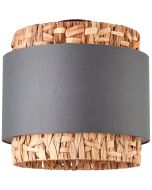 Brilliant Waterlilly 99828/22 plafondlamp met ronde kap van waterhyacint met een band van grijs textiel