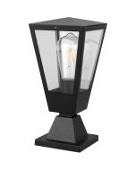 Brilliant Westcliff antraciet grijze sokkellamp van 45cm hoog met rechthoekige lantaarn met helder glazen ruitjes