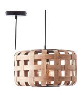 Brilliant Woodline 99808/09 hanglamp met zwarte pendel en van dikke stroken bamboe gevlochten ronde kap