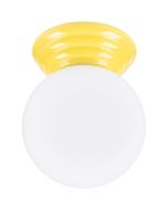 Sollux Zori gele badkamerlamp voor wand of plafondmontage met een wit glazen bol van 12 cm in diameter