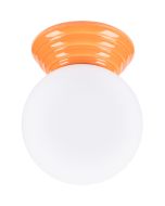 Sollux Zori oranje badkamerlamp voor wand of plafondmontage met een wit glazen bol van 12 cm in diameter