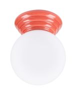 Sollux Zori perzikkleurige badkamerlamp voor wand of plafondmontage met een wit glazen bol van 12 cm in diameter