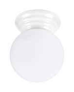 Sollux Zori witte badkamerlamp voor wand of plafondmontage met een wit glazen bol van 12 cm in diameter