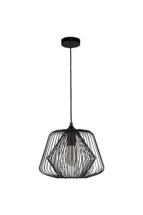 Searchlight Bell 0211BK zwarte hanglamp van draadstaal