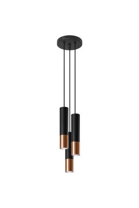 Sollux Lopez SL.0949 zwart met koperen hanglamp