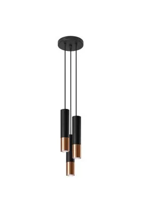 Sollux Lopez SL.0949 zwart met koperen hanglamp