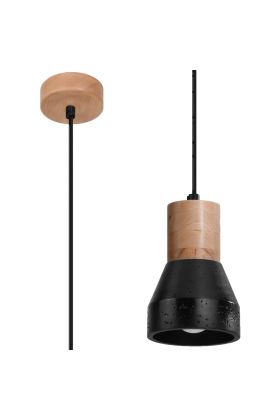 Sollux Qubic SL.0963 beton met houten hanglamp