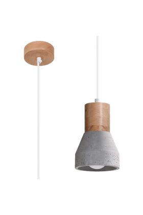 Sollux Qubic SL.0964 beton met houten hanglamp