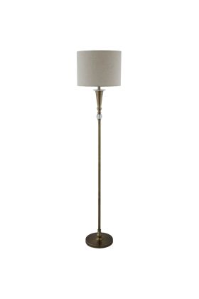 Searchlight Oscar EU1012AB antiek bronzen vloerlamp met linnen kap