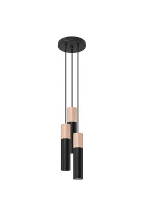 Sollux Pablo SL.1014 zwart met houten hanglamp