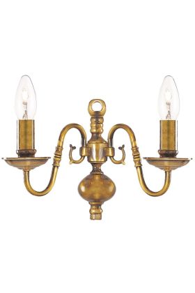 Searchlight Flemish 1019-2AB antiek messing wandlamp