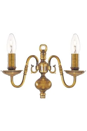 Searchlight Flemish 1019-2AB antiek messing wandlamp