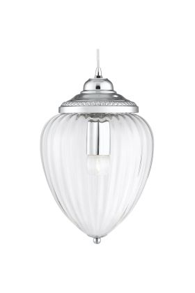 Searchlight Moscow 1091CC chroom kleurige hanglamp met ribbelglas