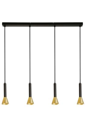 Searchlight Signal 13611-4BGO zwart met goud kleurige hanglamp