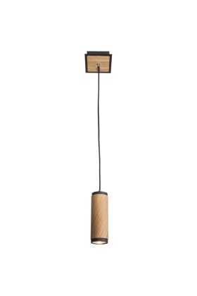 Elobra Bolivia 140086 zwart metalen hanglamp met eikenhout
