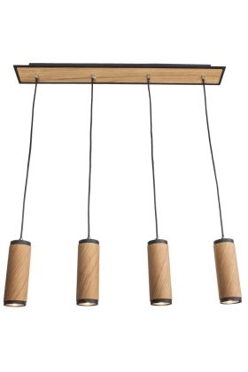 Elobra Bolivia 140093 zwart metalen hanglamp met eikenhout