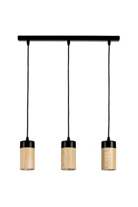 Britop Annick 1419304 zwarte hanglamp met eikenhouten kapjes