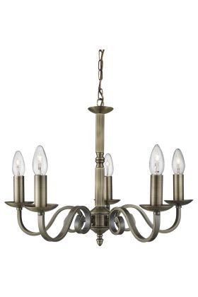 Searchlight Richmond 1505-5AB antiek bronzen vijf lichts kroonluchter