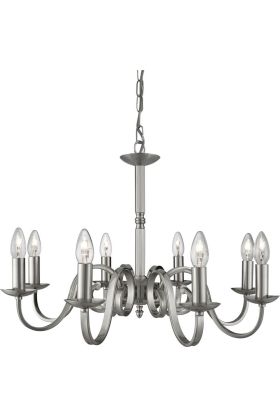 Searchlight Richmond 1508-8SS staal kleurige acht lichts kroonluchter