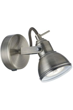 Searchlight Focus 1541SS staal kleurige wandspot met schakelaar