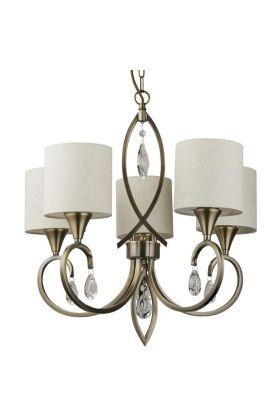 Searchlight Alberto 1605-5AB klassiek bronzen kroonluchter met kristallen