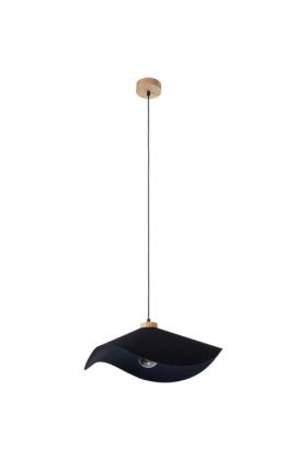Britop Hattu 1614119174 zwarte hanglamp van textiel en eikenhout