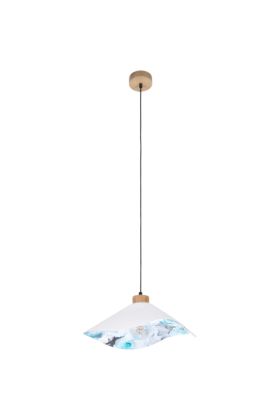 Britop Hattu Floral 1614619174 hanglamp van wit textiel met blauwe boemenprint