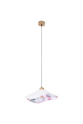 Britop Hattu Floral 1614719174 witte hanglamp met roze bloemenprint