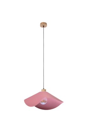 Britop Hattu 1615519174 roze hanglamp van eikenhout en textiel