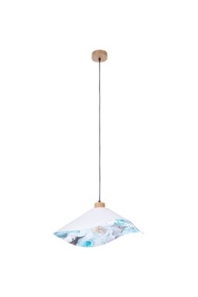 Britop Hattu Floral 1615619174 witte hanglamp met blauwe bloemenprint