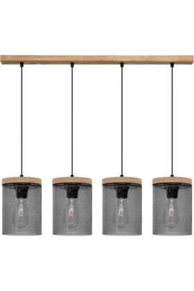 Britop Monsun 161859451 grenen hanglamp met zwart druppelglas