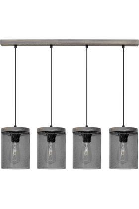 Britop Monsun 161859457 grijs grenen hanglamp met zwart druppelglas