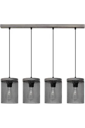 Britop Monsun 161859457 grijs grenen hanglamp met zwart druppelglas